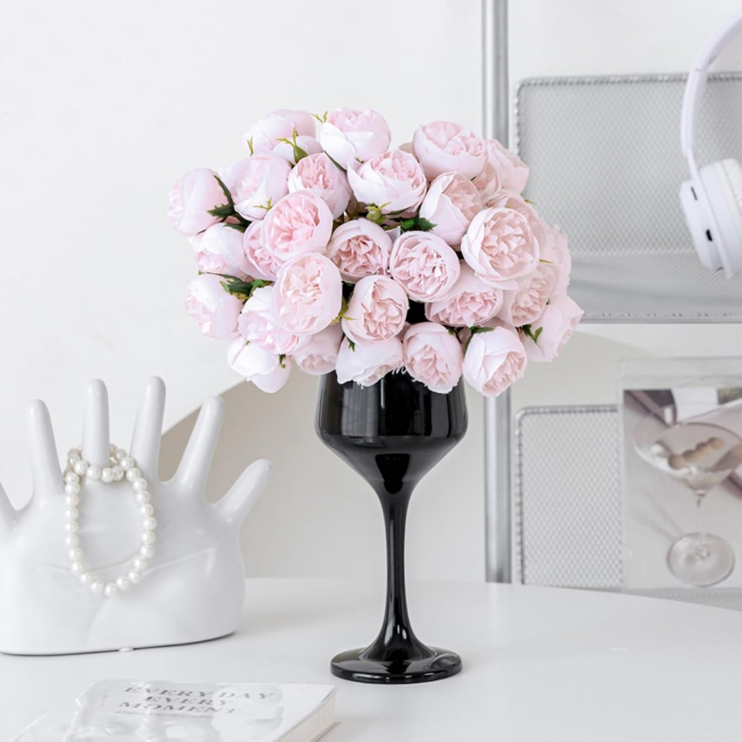 牡丹 造花 インテリア 花瓶付き ゴブレット 枯れない花 ミニ 鉢植え 盆栽 本物にそっくり おしゃれ 美しい 飾り 撮影 プレゼント お祝いに 結婚式 誕生日 リビング ベランダ 玄関 喫茶店 フラ