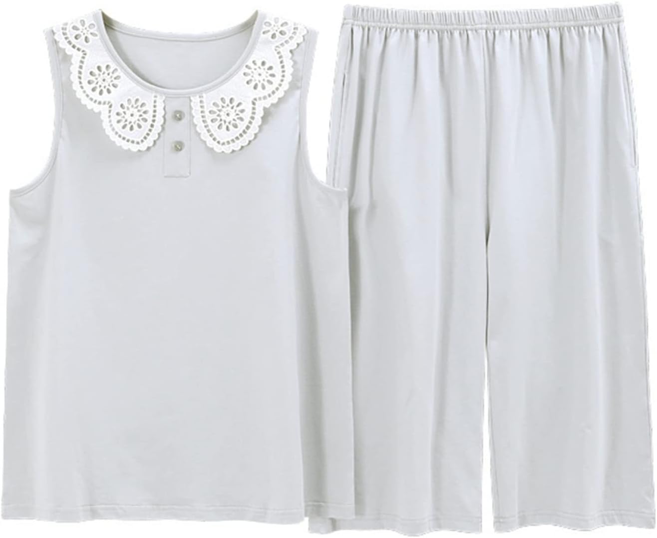 薄手 夏 レディース パジャマ 大きいサイズ M～3XL ノースリーブ 七分丈ズボン 上下セット ルームウェア 綿 キャミソール 部屋着 便利服 学生 ナイトウェア おしゃれ 水玉柄 寝間着 着心地