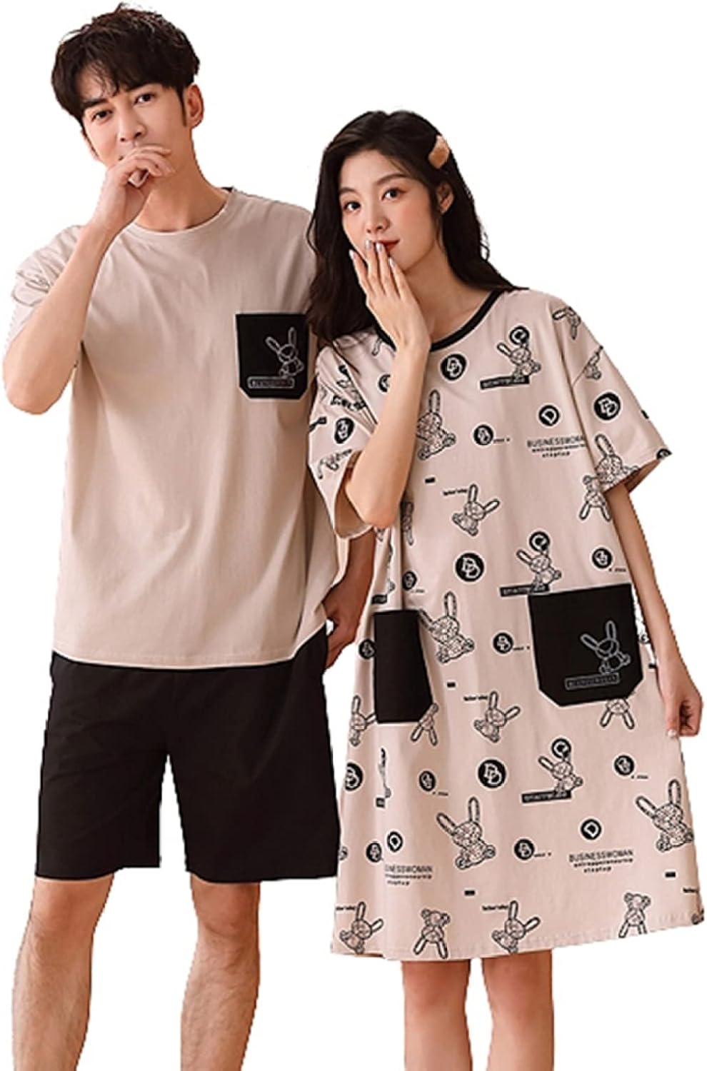 ペアパジャマ 半袖 夏 綿 メンズ 上下セット ショートズボン レディース ワンピース カップル パジャマ おしゃれ ルームウェア 部屋着 男女 吸汗通気 柔らかい 薄手 外着可 カジュアル ゆったり
