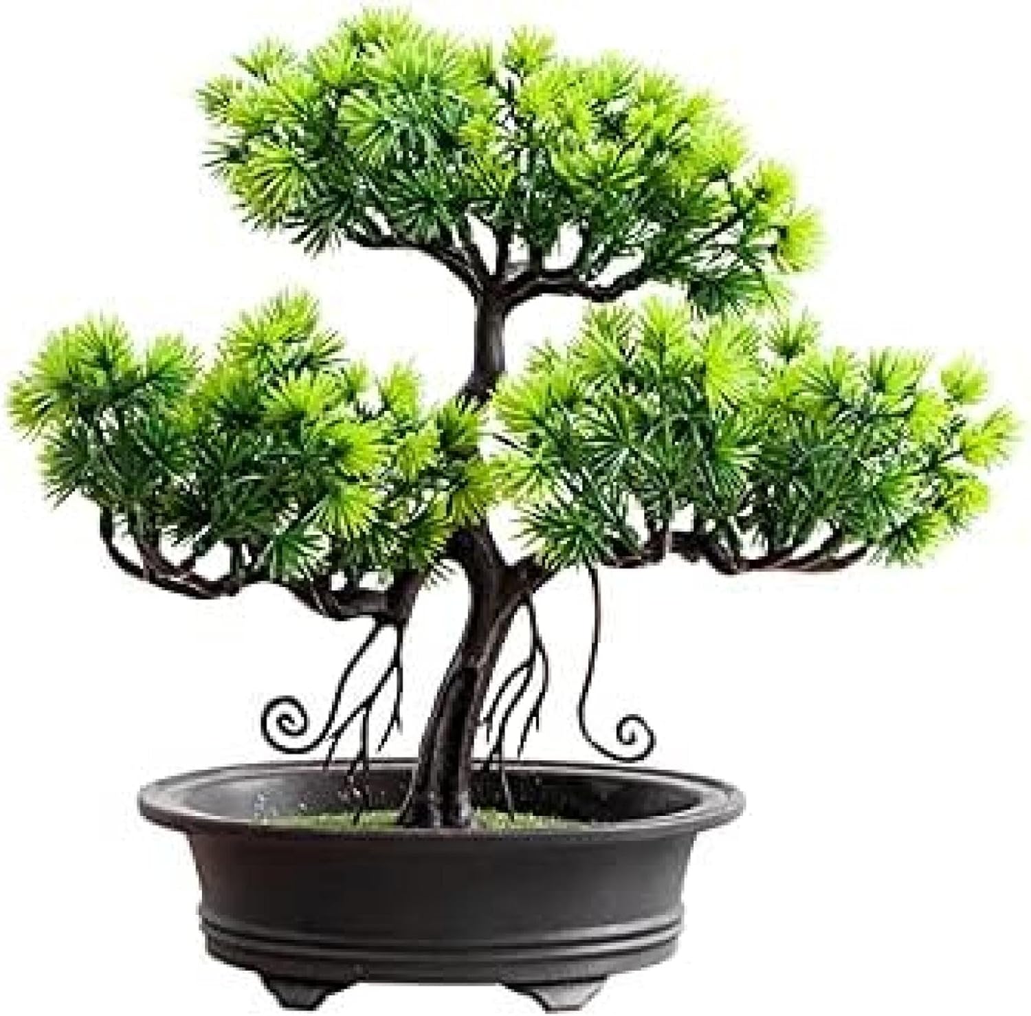 人工盆栽 人工盆栽 - フェイクプラントデコレーション、鉢植え人工観葉草木、学習机とっ始め見せびらかす用、禅庭かざり付ける 9.8 X 9.8in コンピューターシミュレーション盆栽