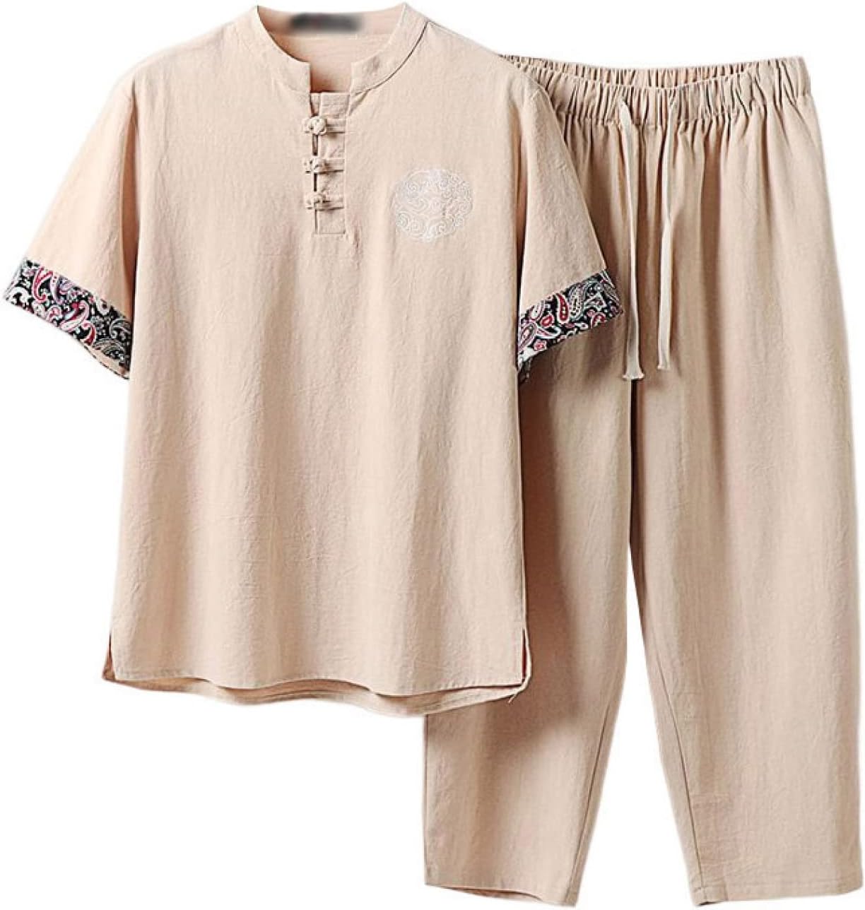 メンズ 上下2点セット M～9XL 綿麻 半袖 ワイドパンツ ロングパンツ カジュアル ゆったり 花火大会 夏祭り イベント 大きいサイズ おしゃれ 通気性 涼感 部屋着 夏服 男性用 セットアップ