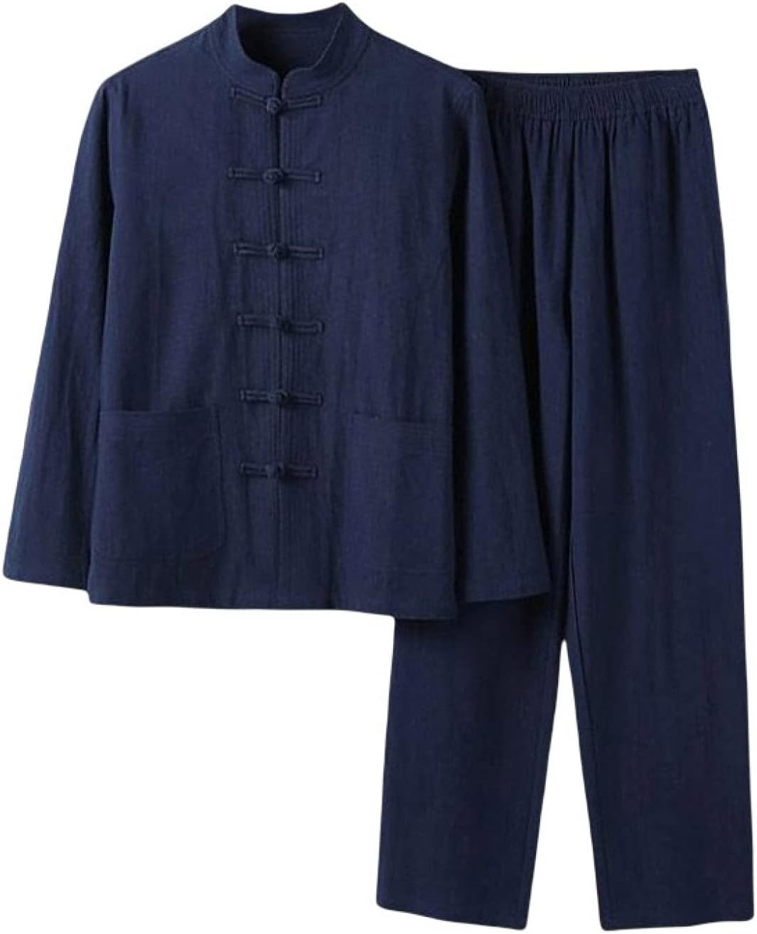 セットアップ メンズ 中華風 綿麻 M～6XL 唐装 2点セット 上下セット 立て襟 中華風ボタン 大きいサイズ 男性 漢服 お父さん 男性用 高齢者 太極拳服 武術服 演舞服 春服 夏服 秋服 冬服