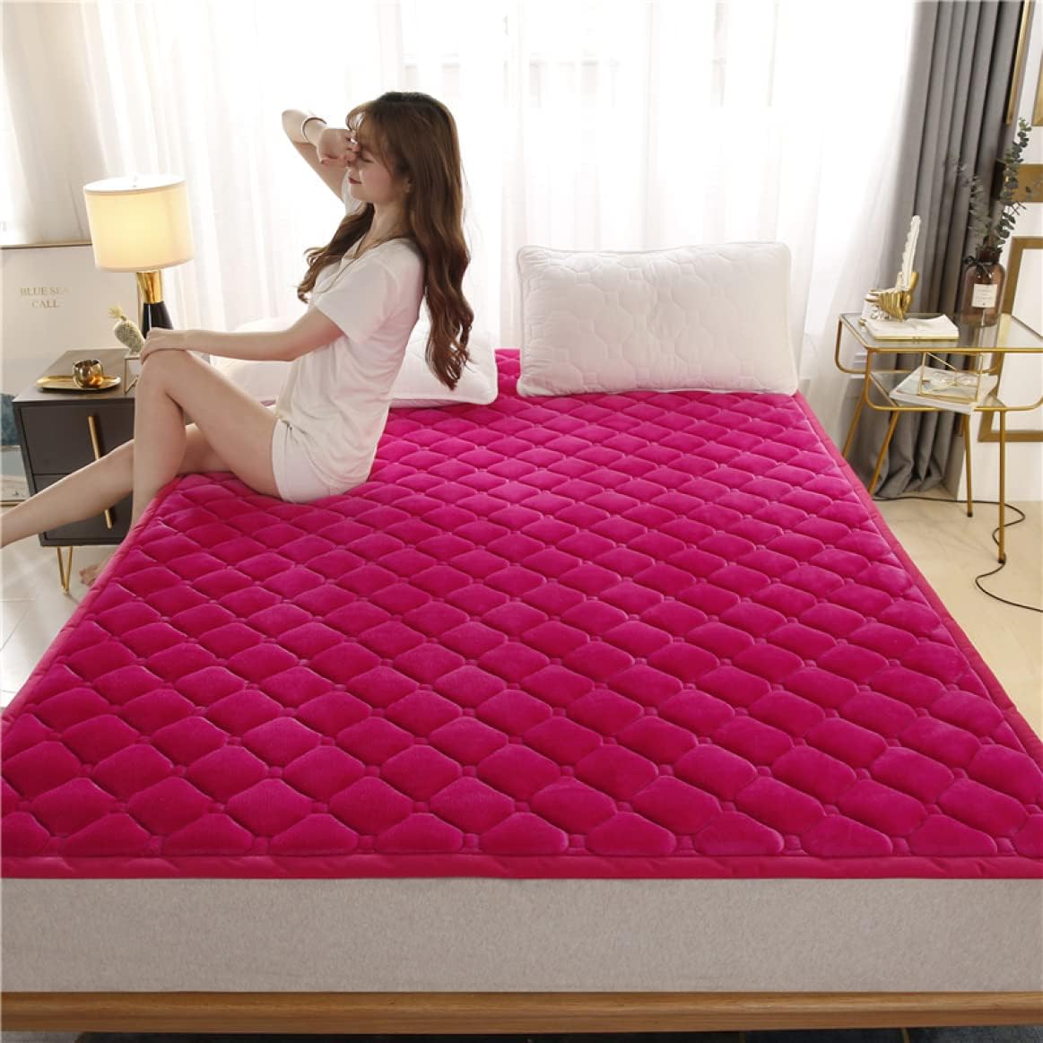 敷きパッド グレー シングル 100×200cm 冬 あったか モフモフ プレミアムマイクロファイバー 洗える しきぱっと あたたか敷きパッド ダブル 150×200cm ピンクc 吸湿発熱 抗菌防臭