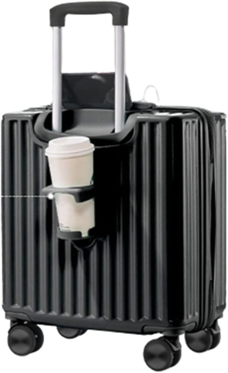 スーツケース キャリーケース 機内持ち込み 30L キャリーバッグ USB充電口 ファスナー式 超軽量 小型 耐衝撃 静音 ダブルキャスター 360度回転 旅行 ビジネス 出張 ブラック SSサイズ(|GOTO funny 店