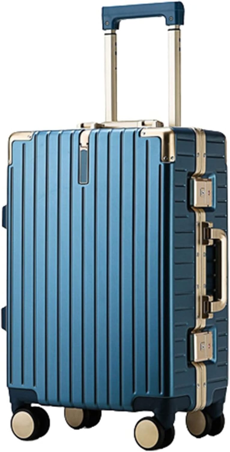 スーツケース キャリーケース 60L キャリーバッグ TSAロック搭載 アルミフレーム 超軽量 大型 耐衝撃 静音 ダブルキャスター 360度回転 旅行 ビジネス 出張 ブルー Lサイズ(6-8泊)|GOTO funny 店