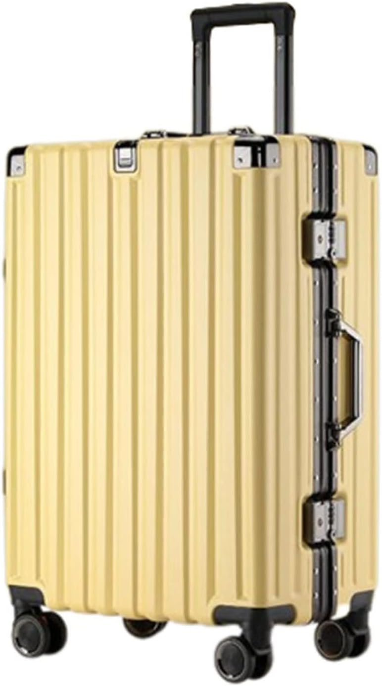スーツケース キャリーケース 65L キャリーバッグ TSAロック搭載 アルミフレーム 超軽量 大型 耐衝撃 静音 ダブルキャスター 360度回転 旅行 ビジネス 出張 イエロー Lサイズ(6-8泊)|GOTO funny 店