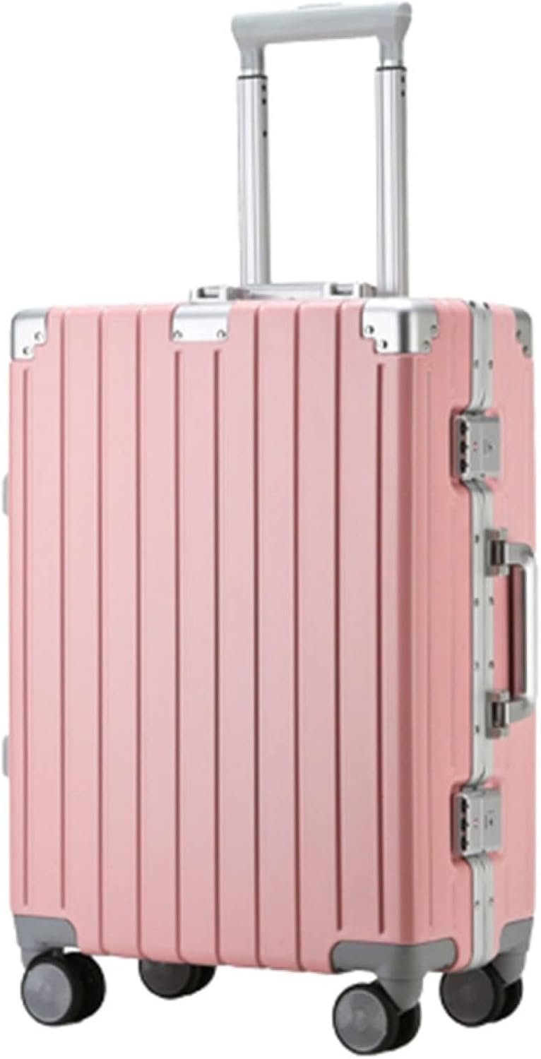 スーツケース キャリーケース 45L キャリーバッグ TSAロック搭載 アルミフレーム 超軽量 大型 耐衝撃 静音 ダブルキャスター 360度回転 旅行 ビジネス 出張 ピンク Mサイズ(3-5泊)|GOTO funny 店