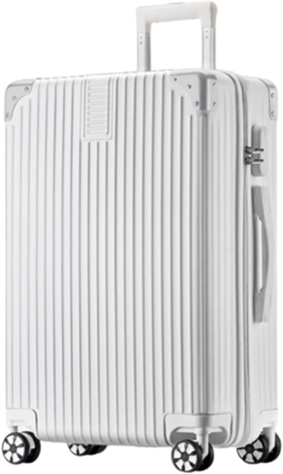 スーツケース キャリーケース 45L キャリーバッグ ファスナー式 超軽量 大型 耐衝撃 静音 ダブルキャスター 360度回転 旅行 ビジネス 出張 ホワイト Mサイズ（3-5泊）｜GOTO funny 店