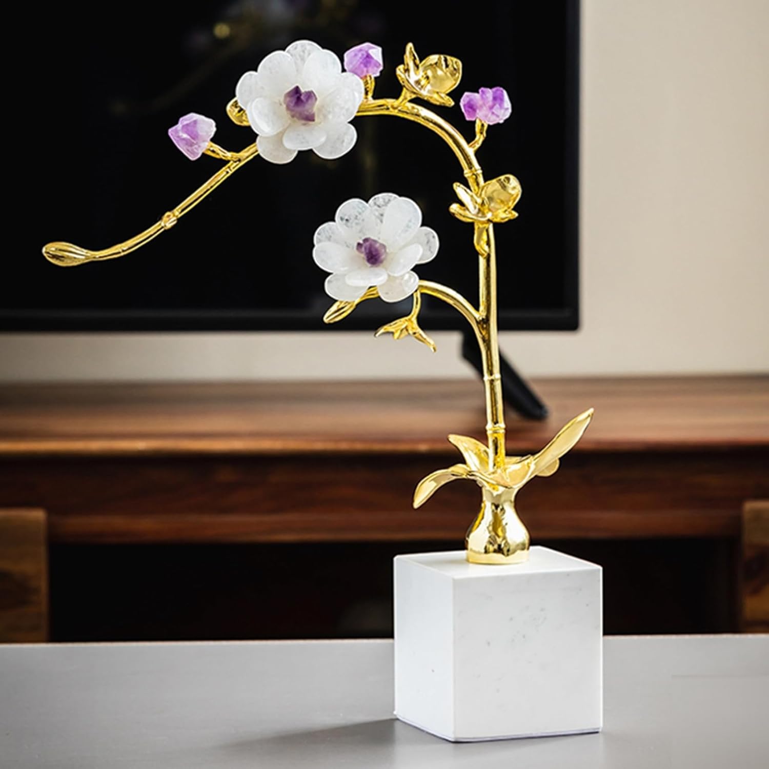 部屋の入り口飾りつけ 枯れない花 アメシスト 花 北欧 創造的 今めかしい 風水 水晶 金管楽器 草木 飾りつけ 室内装飾 雑貨 癒しグッズ 儀式用 畏まり リビングお部屋 差し上げ物 差し上げ物 F 壱大きさ
