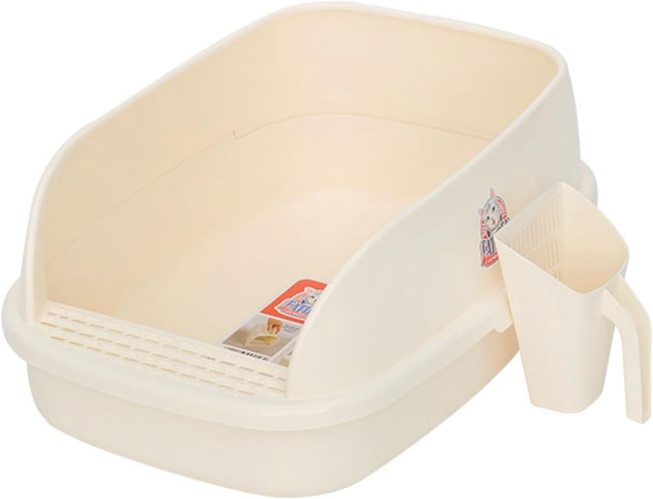 猫トイレ 猫用トイレ本体 半密閉型 47*64*27cm オープンタイプ ハーフカバー スコップ付き 大きい猫 大きいトイレ 飛び散り防止カバー付き B｜GOTO funny 店