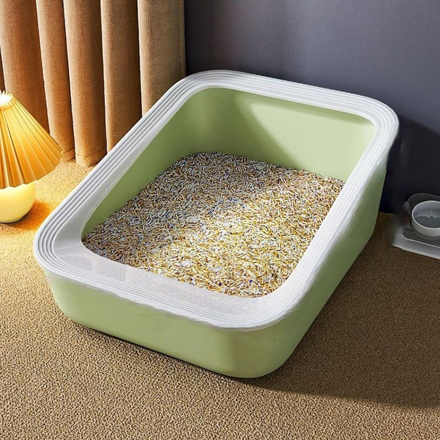 猫用室内用便器ボックス席 開けはなしとっ始め 愛玩動物用室内用便器 お盆 半密閉型猫用室内用便器 猫用室内用便器流域面積猫用砂子ボックス席室内猫用子ネコ室内用便器を高める 愛玩動物装置61*44*25珊緑であること＆白