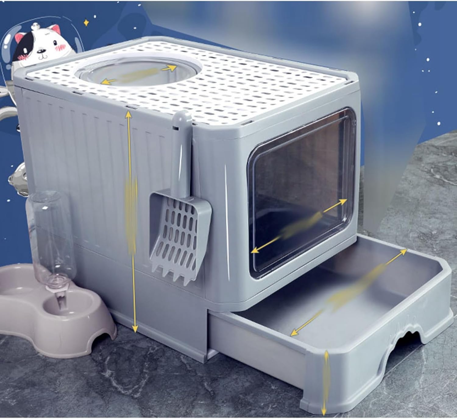 猫用室内用便器 全密閉式 抽き出し可 猫室内用便器ボックス席 とっ始めエントリー PP原料品 足をかわき切るさせ 猫の箱 通年 ウォールお盆 壁付き添い人 愛玩動物お盆 しつけ 飾り気の無いに洗い濯ぎ 足と床を小ぎれいに保つ