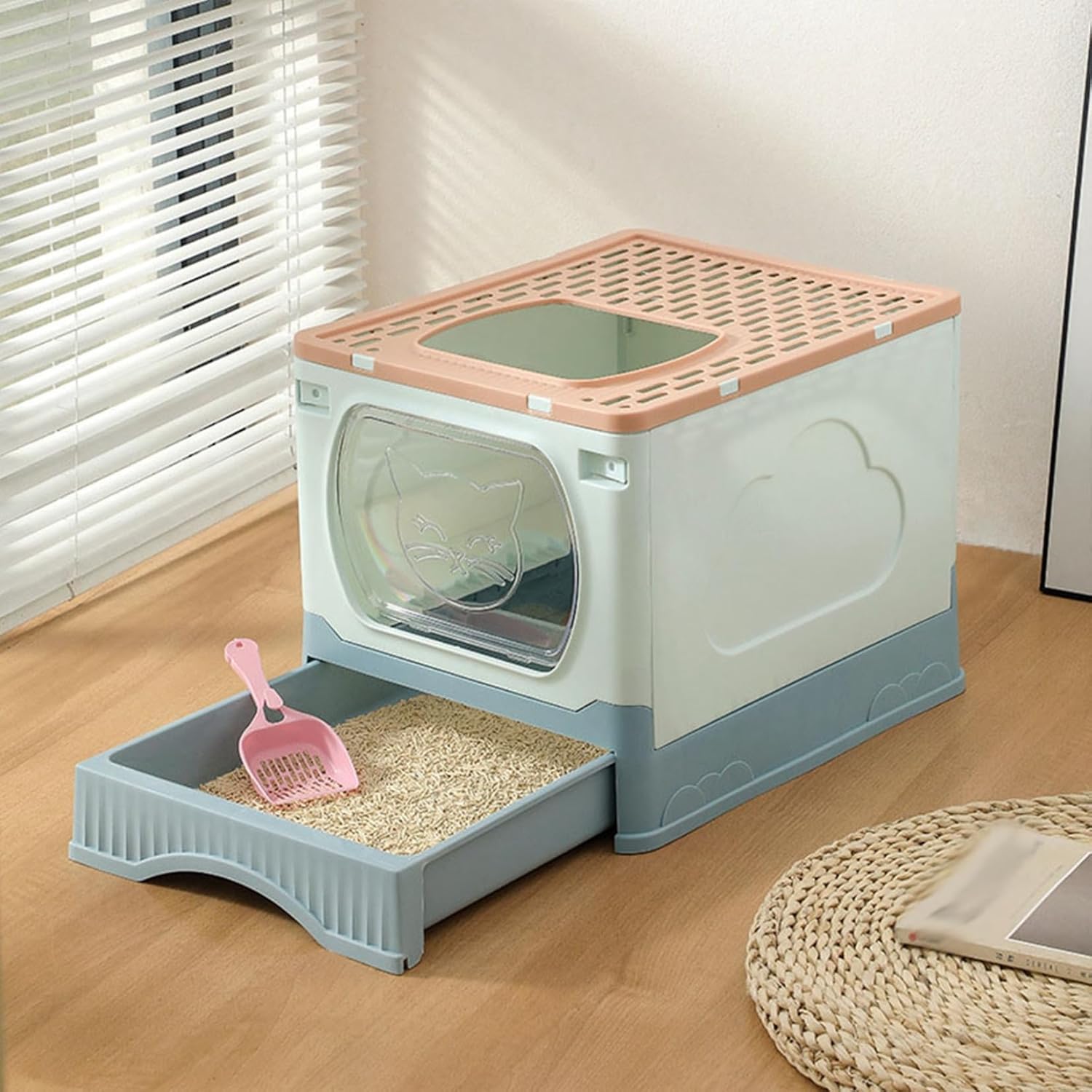 猫用室内用便器 折り畳み式 キャットトイレ 牢固たる PP原料品 全密閉式 開けはなしとっ始め 小ぎれい飾り気の無い ウォールお盆 壁付き添い人 室内用便器お盆 しつけ用室内用便器お盆 お取りつくろうが飾り気の無い 床を保護すること 愛玩動物