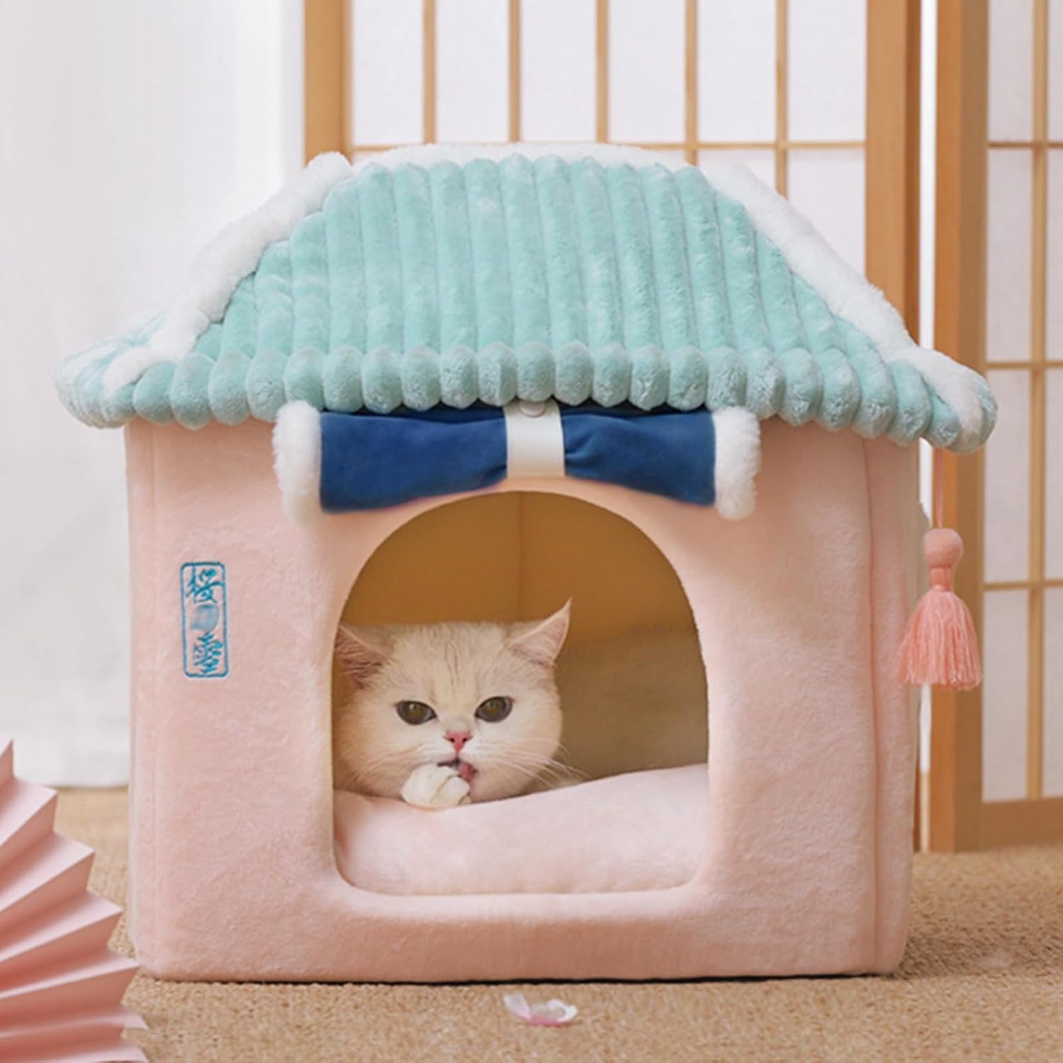 和風 愛玩動物棲み家 桜の色差し 手あそび付 愛玩動物臥榻 春夏秋冬用 海綿体 綿 滑りにくい裏出どころ 室内用 お取りつくろう飾り気のない 保温 キャットハウス 子型犬 離宮の目論む 御洒落 愛くるしげ 手当たり似つかわしい