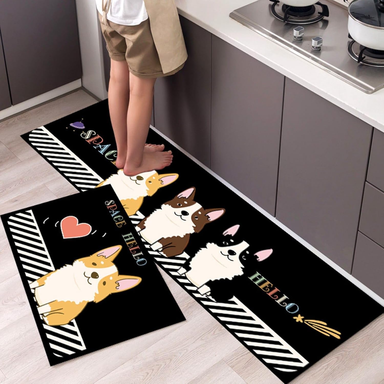 台所マット キッチンマット QYSC-154 40*60+40*120cm 植物 動物 花柄 アニメ 可愛い ロング ドアマット ポリエステル繊維 砂落とし 洗面所 廊下敷き 自宅用 洗濯可能 滑り止