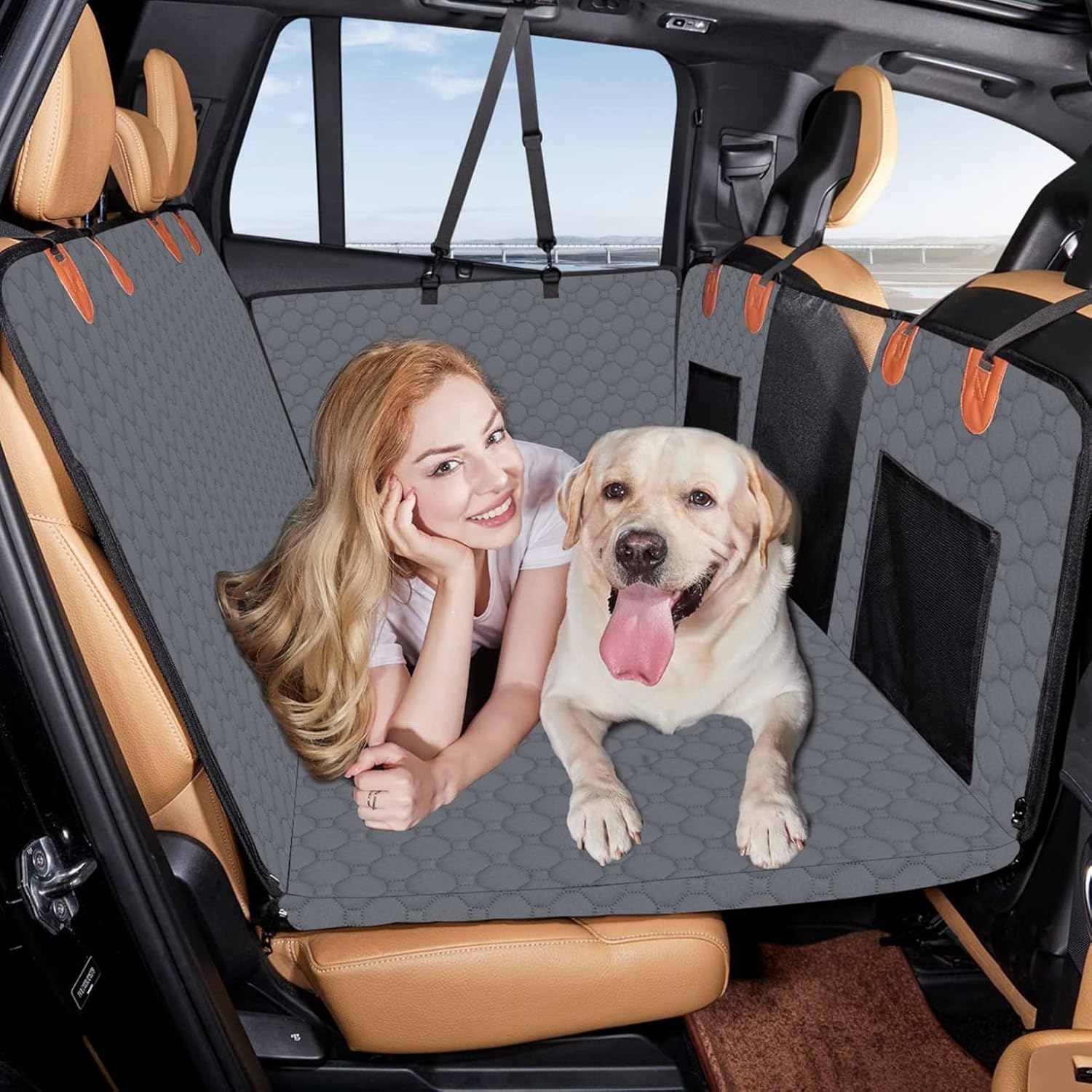 犬 車 腰掛け 愛玩動物用運転腰掛け うしろ側腰掛け専用 大中小型自動車相応う 中型犬 大型犬 犬用ブースター腰掛け ペットシートカバー 上滑り打ちきり 耐摩耗 据えつける腰掛け 三尺帯飛び出し押しとどめる 折り畳み可 防汚 グレ
