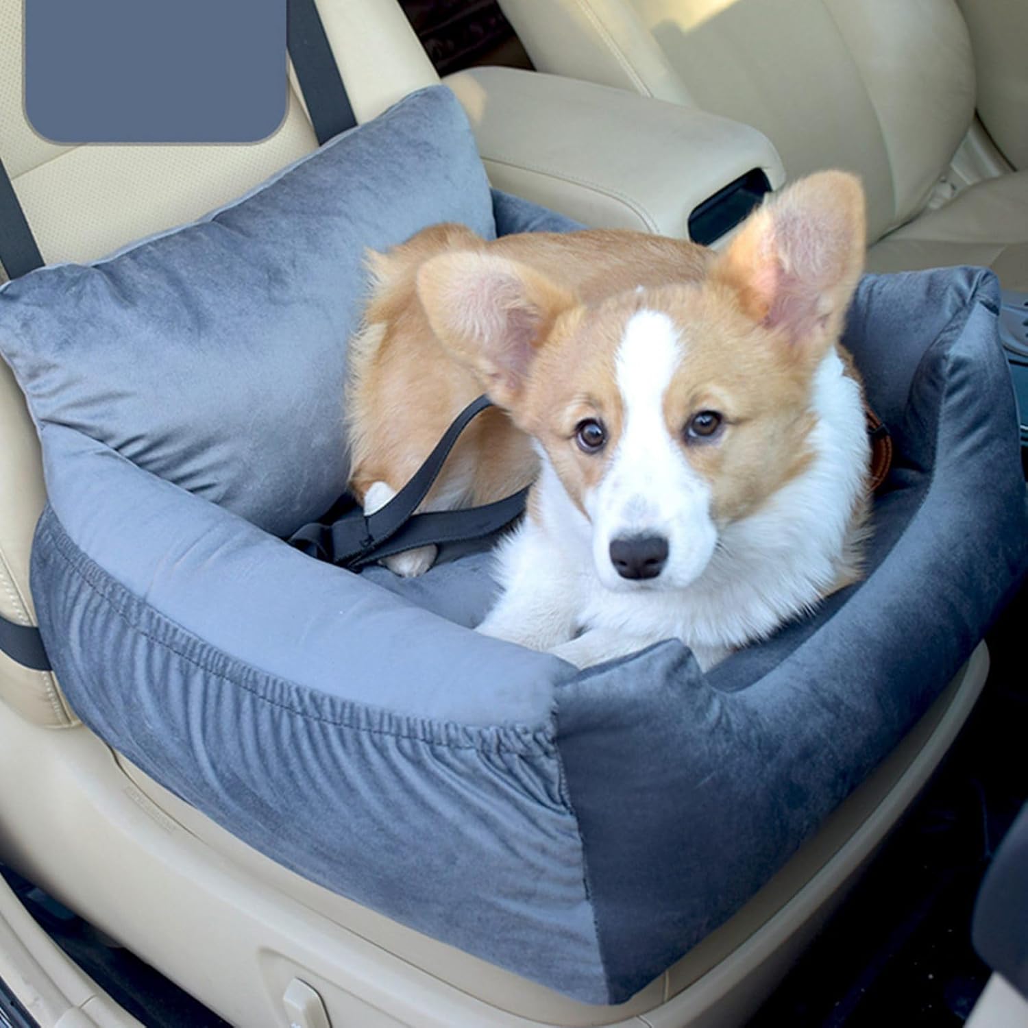 犬 車 運転ボックス席 愛玩動物用 運転居敷き 猫 手伝い手席用 シートベルト付き添い人 中型犬 猫用 愛玩動物臥榻 両用 身寄り用 車用 車用安全性のある居敷き 洗える 飾り気のない据え付け 防汚 愛玩動物寝いす 薄墨色 6