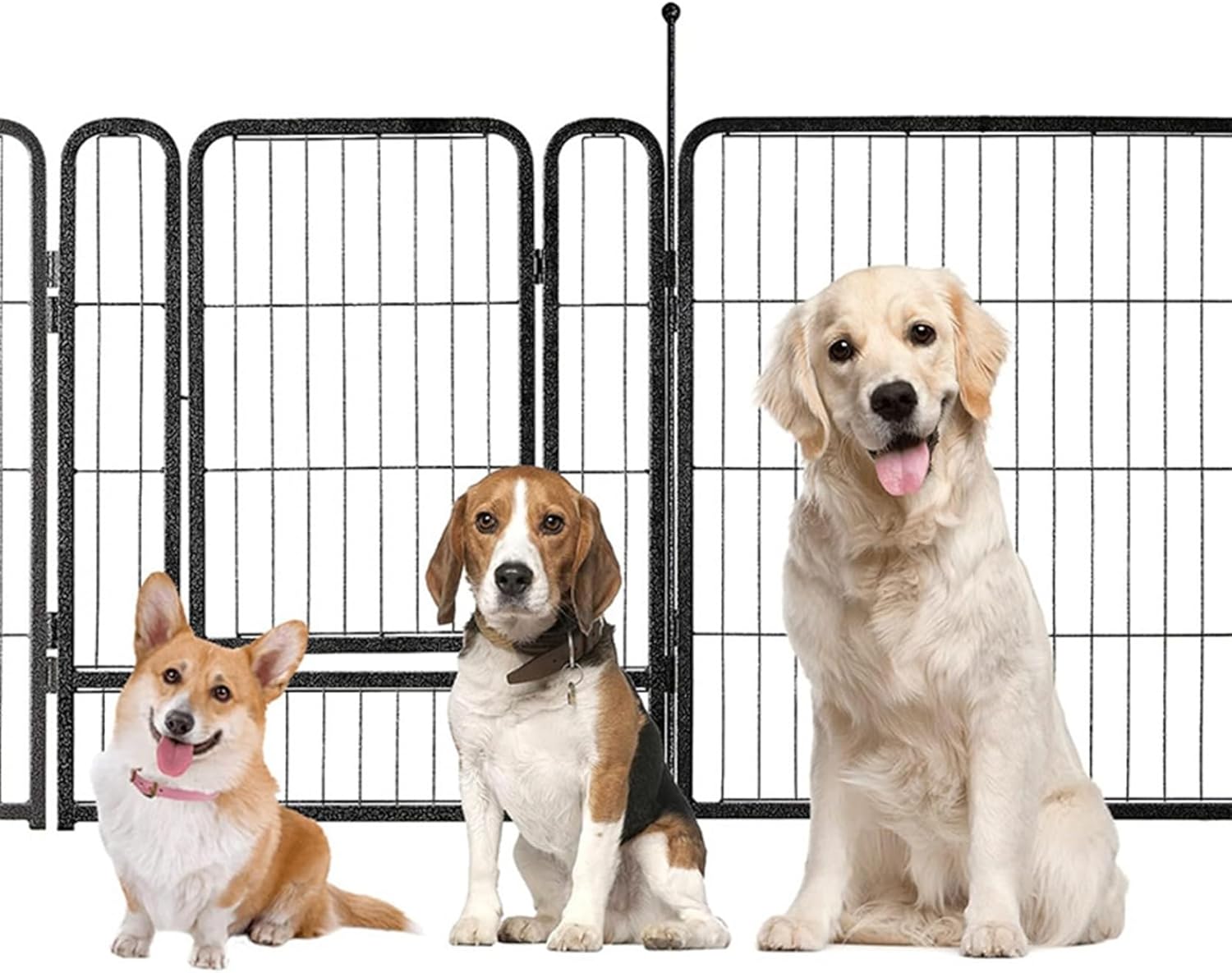 ペットサークル 大型犬用 中型犬用 ペットフェンス 折り畳み式 組立簡単 全成長期使用可 室内外兼用 犬ケージ スチール製 複数連結可能 犬 サークル 銀カラー 長60*高60-8枚|GOTO funny 店