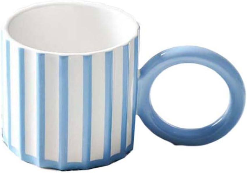 キッチン 朝食 ストライプ マグカップ ブルー 陶器 食器 350ml 洋食器 コーヒーカップ ティーカップ スープカップ コップ カフェ カフェ風 北欧風 おしゃれ モダン シンプル ナチュラル ジ