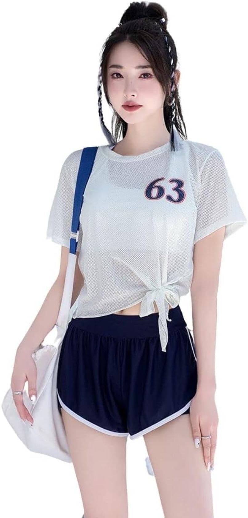 水泳着 レディース セパレート水泳着 体型押しかぶせる 半袖 混雑時かばい立て 青写真 ３点仕掛ける 厚地の外套Ｔシャツｘ運動競技ブラジャーｘさる股引き 填まるネス スポーティー タンキ二 UVとり捨てる 吸汗速乾 お上さん用