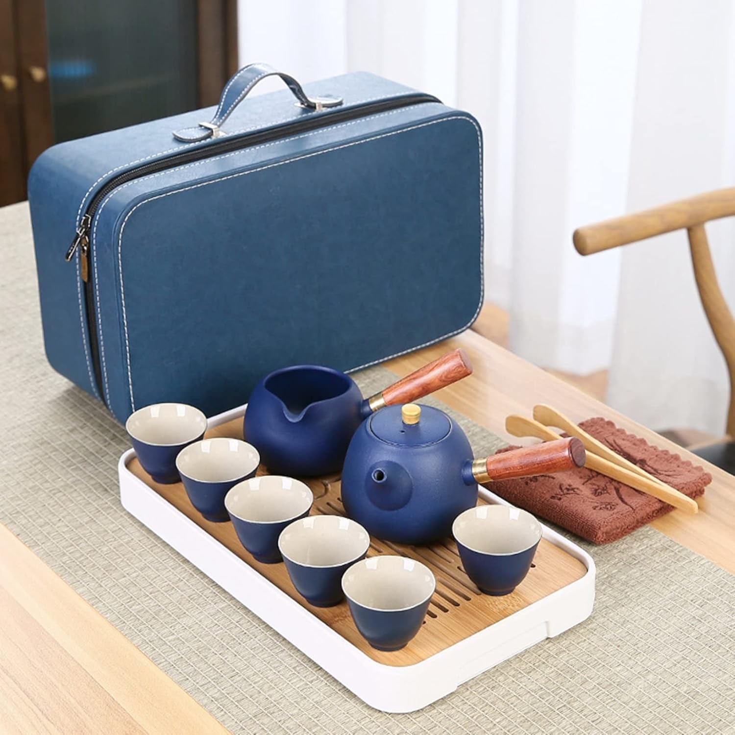 番茶器セット 急須 旅行茶具 携帯用セット 中国茶器セット 茶器揃 茶皿 耐熱 茶の入れ お茶出し コンパクト 軽量 シンプル 和風 手作り 車載 登山 会社 通勤 贈り物 ギフト 紅茶 麦茶 中国茶
