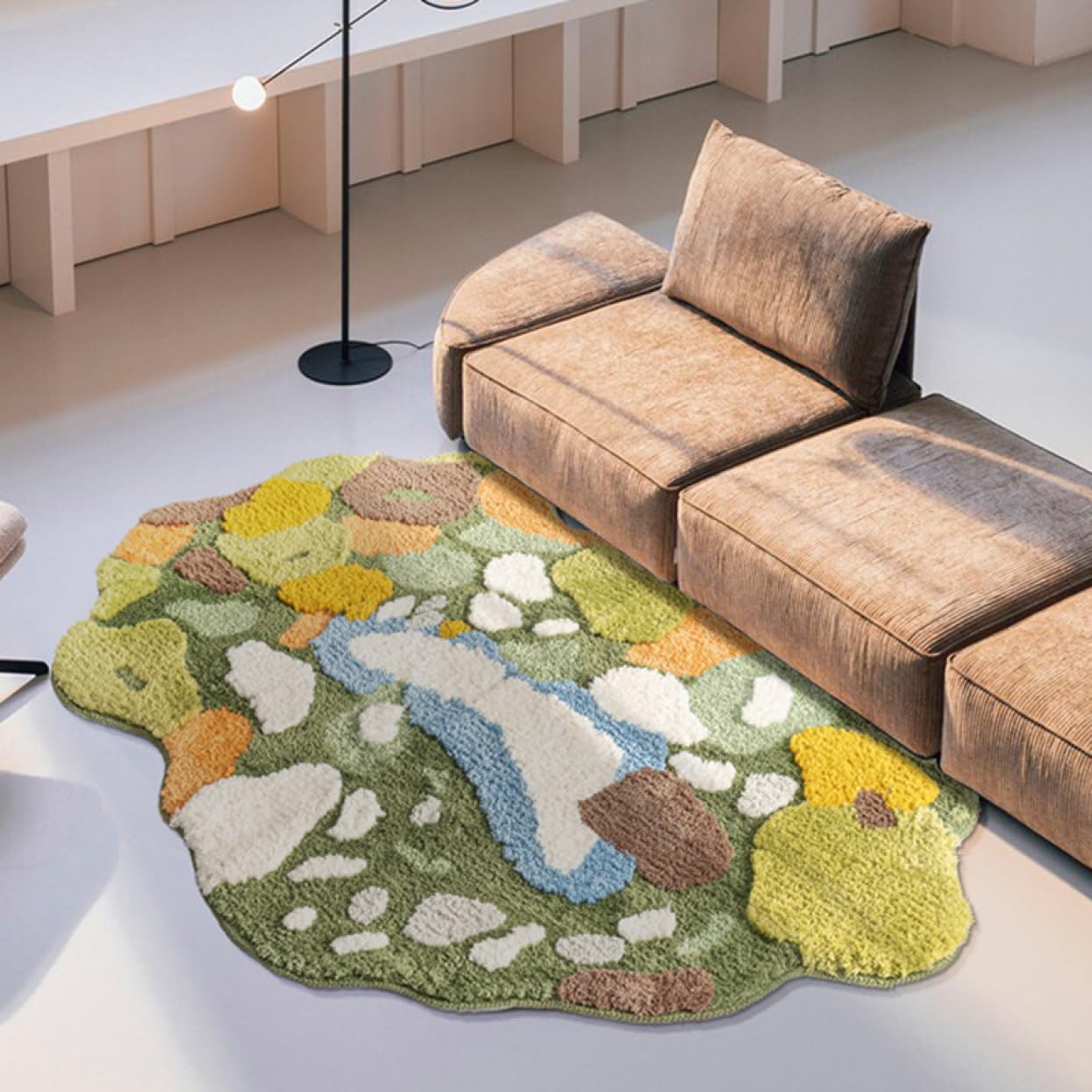 シャギーラグ 厚い吸水性と防塵カーペット 不規則なラグ 苔植毛カーペット シミュレーション緑の植栽カーペット 北欧 フワフワ 厚手 ラグマット オシャレ カーペット 洗える 80*120 ラグ 滑り止|GOTO funny 店