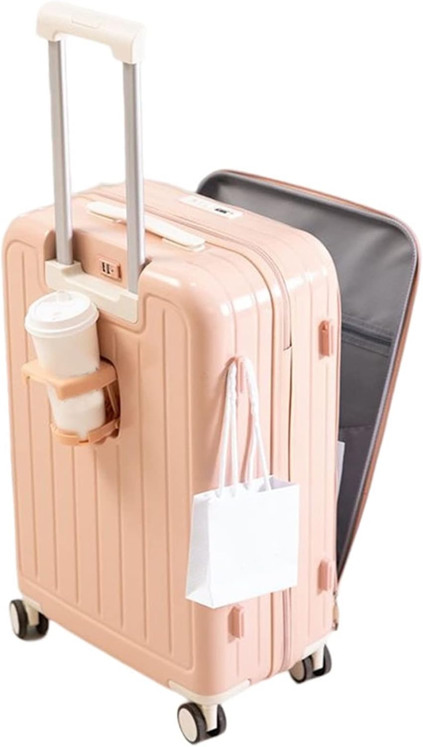キャリーケース スーツケース USB充電口 前開き カップボルダー付き 収納便利 旅行 出張 通学 耐衝撃 機内持込 静音 360度回転 鍵付き ファスナー式 盗難防止 防水 キャリーバッグ 大容量