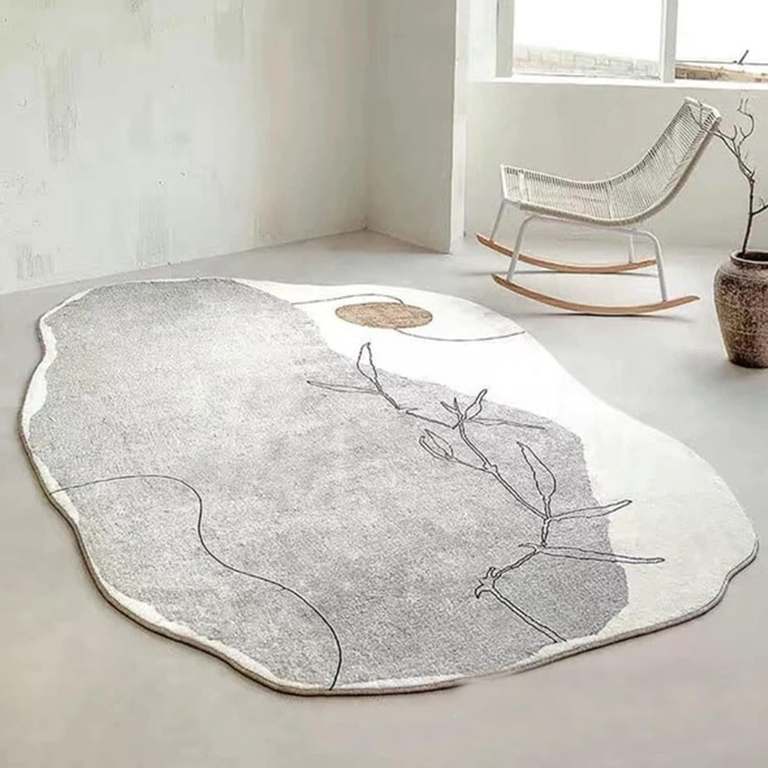 抽象的 カーペット 異型ラグマット 160x230cm 耐摩耗性 汚れにくい 抗菌防臭 洗える ヴィンテージ 北欧 インテリア リビング 室内 書斎 冷房対策 吸水 防音 防ダニ 踏み心地良い ケガ防