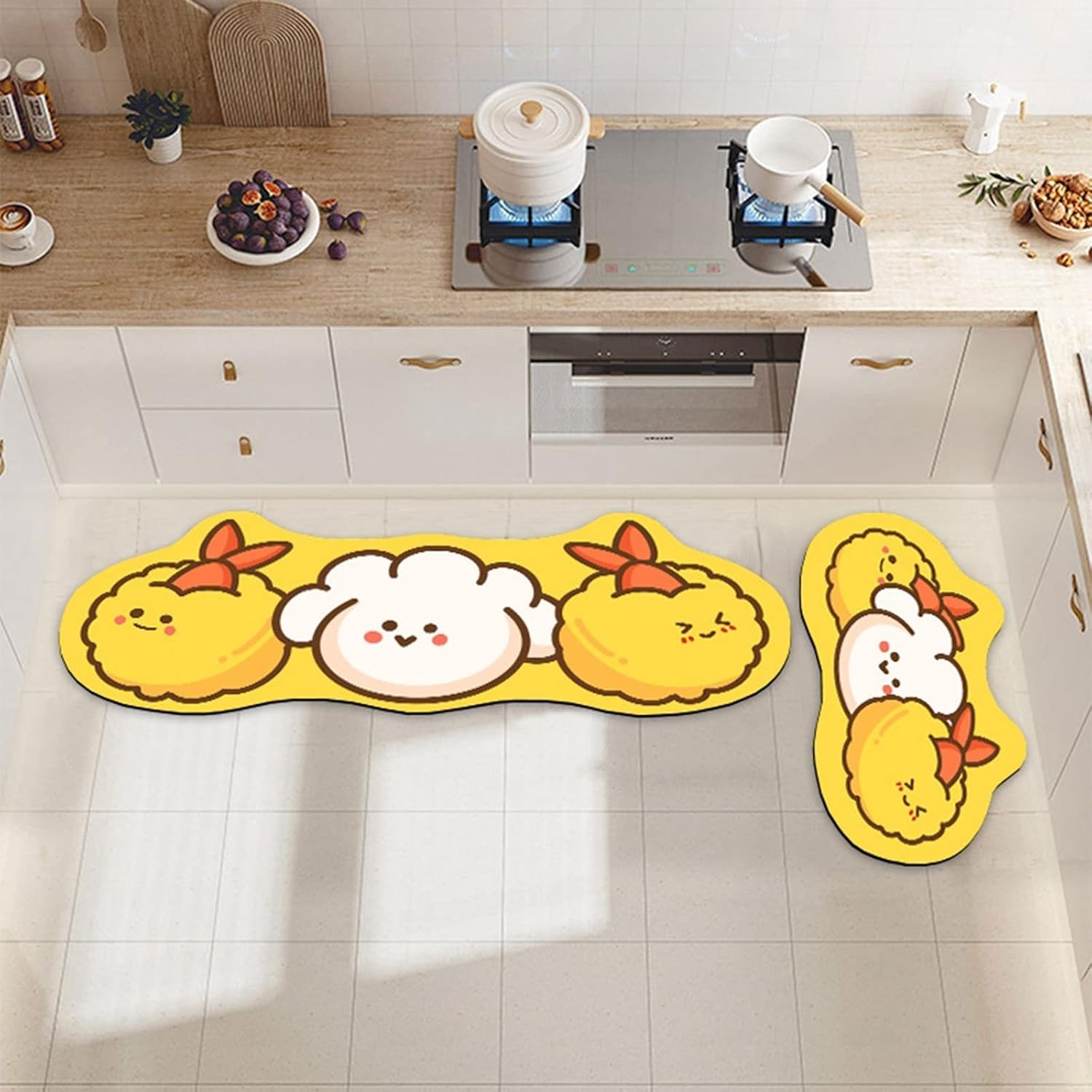異型 キッチンマット ドアマット 50x80cm+50x160cm 洗える 防汚 低反発 抗菌防臭 滑らない ずれない 踏み心地良い 吸水 速乾 台所 洗面所 室内 家庭用 玄関 かわいい 漫画柄 オ