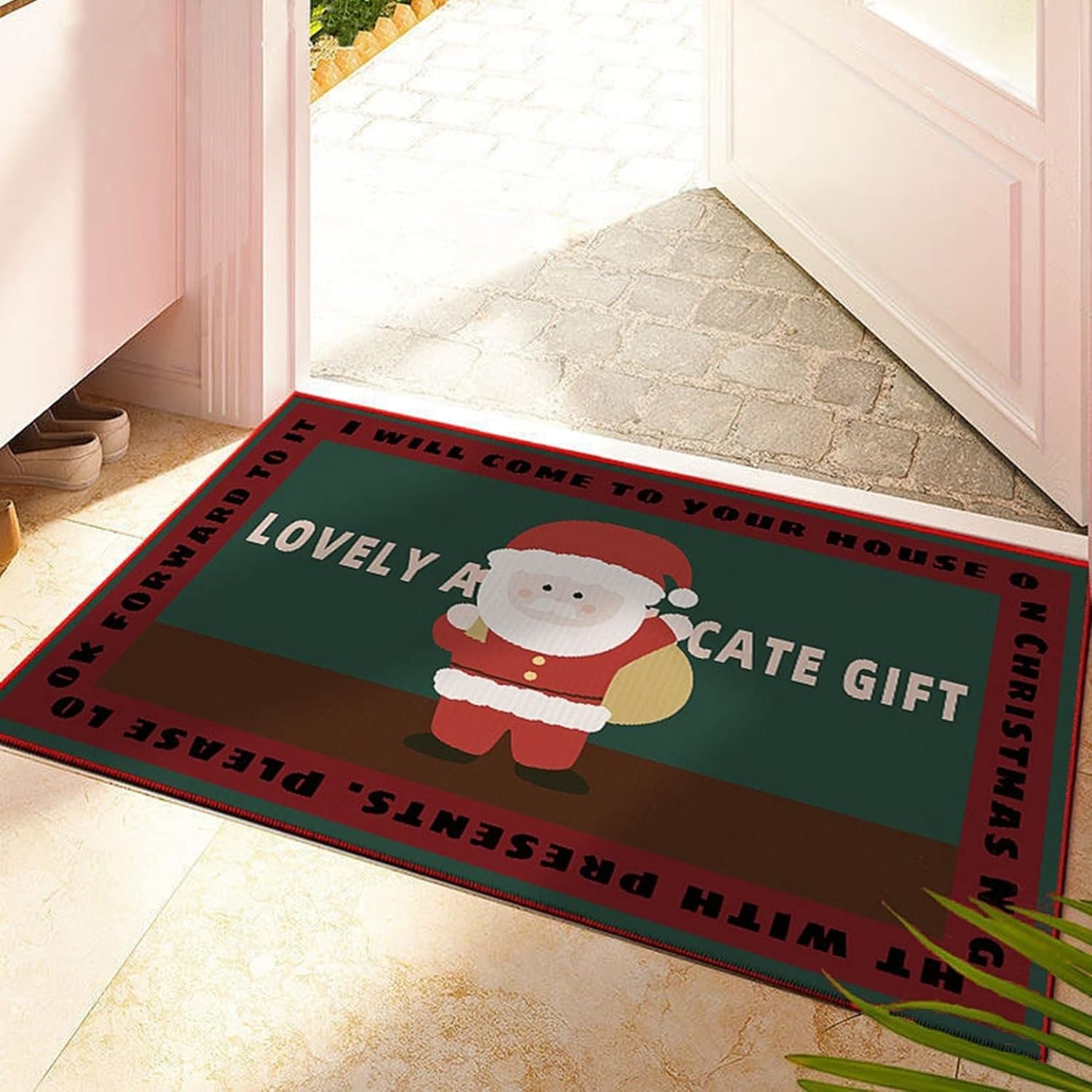 クリスマス カーペット 玄関マット 洗える 長方形 50x80cm 耐摩耗性 抗菌防臭 汚れにくい 掃除ラクラク オールシーズン 踏み心地良い ケガ防止 床保護 吸水 防音 ズレない じゅうたん ラグ