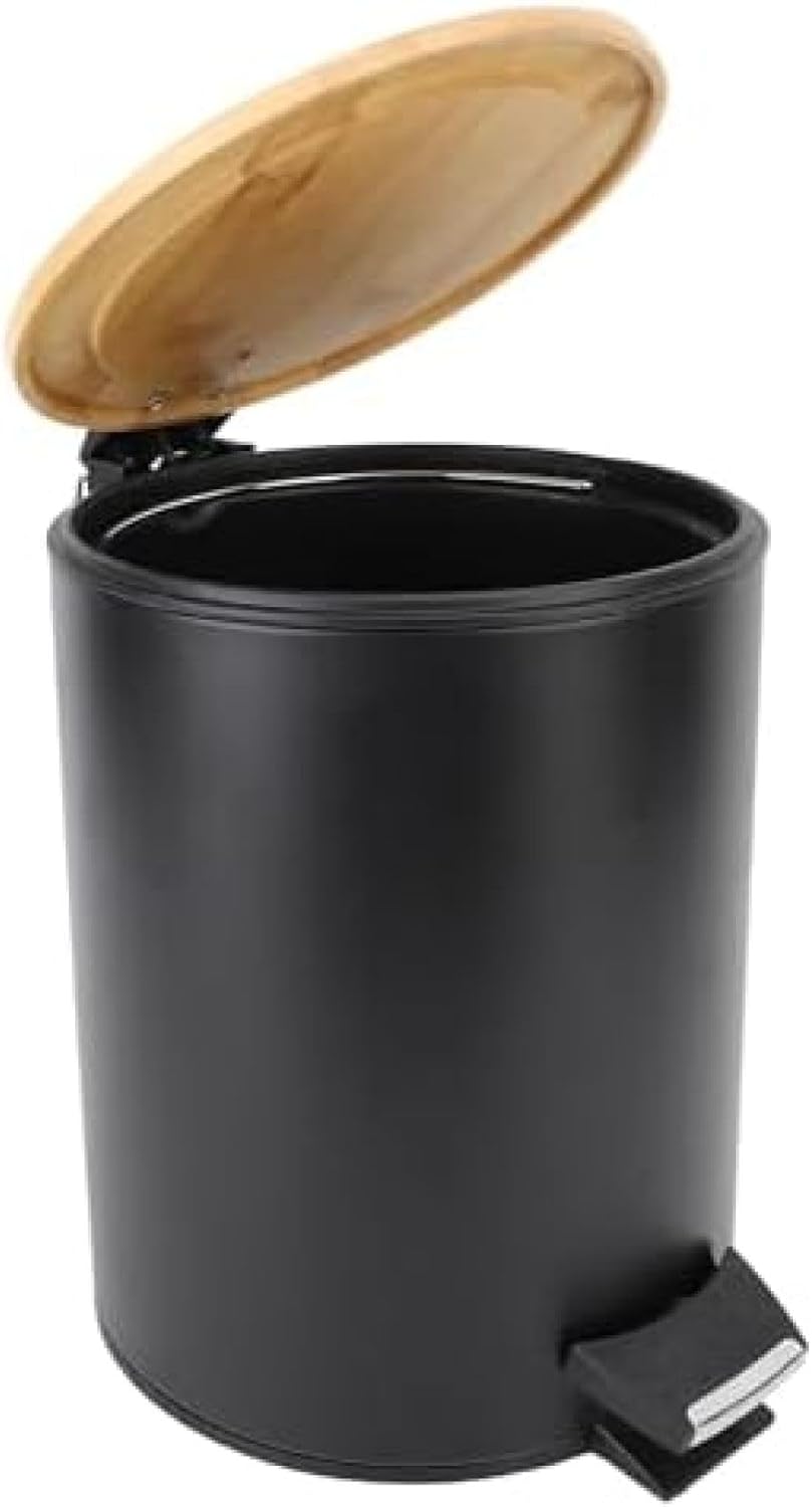 ゴミ箱 ブラック ソフトクローズ モダンで便利な竹蓋ゴミ箱 消臭 リビングルーム キッチン 室内 トイレ 大容量 塵箱 蓋付き
