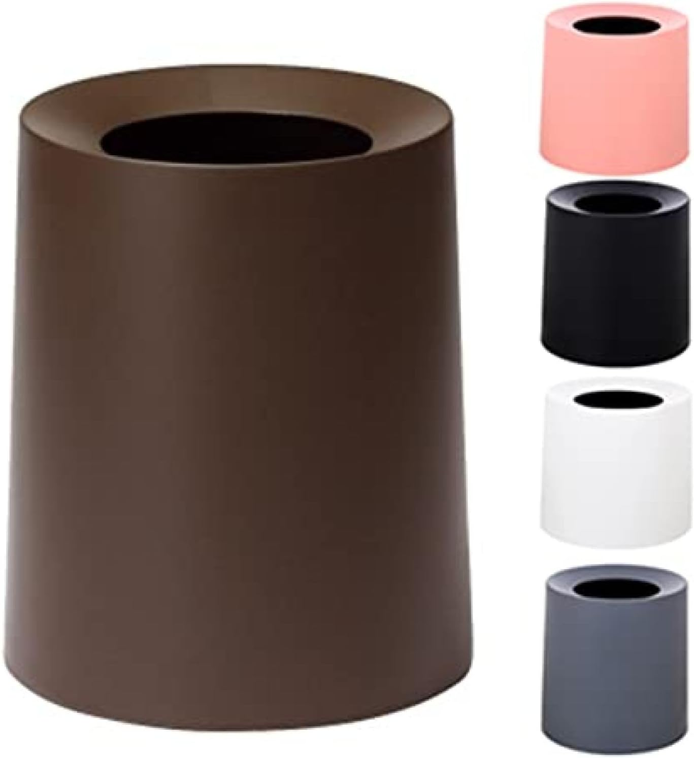 ゴミ箱 ゴミ袋が見えない 丸型 ビニール袋隠す 8L/12L シンプル リビング キッチン 洗面所 オフィス ごみ箱 ごみばこ フタなし ルクレール 2重構造 ブラウン