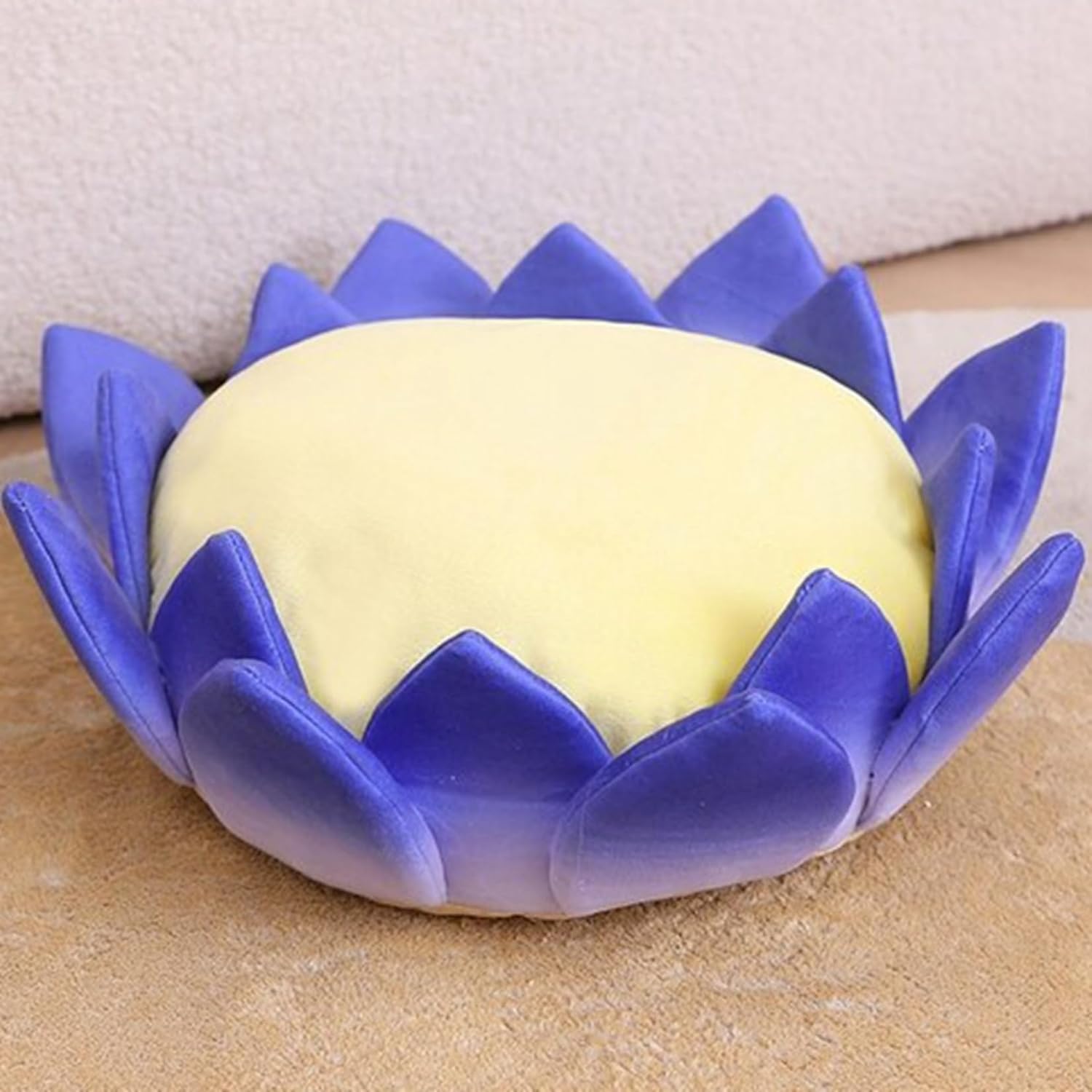 蓮の花 座布団 ブルー 瞑想用クッション 坐禅 筵パッド 出窓 バルコニー 居間 和室 おしゃれ 可愛い インテリア ふわふわ お尻に優しい 厚め 低反発 80*23cm 畳 座面クッション