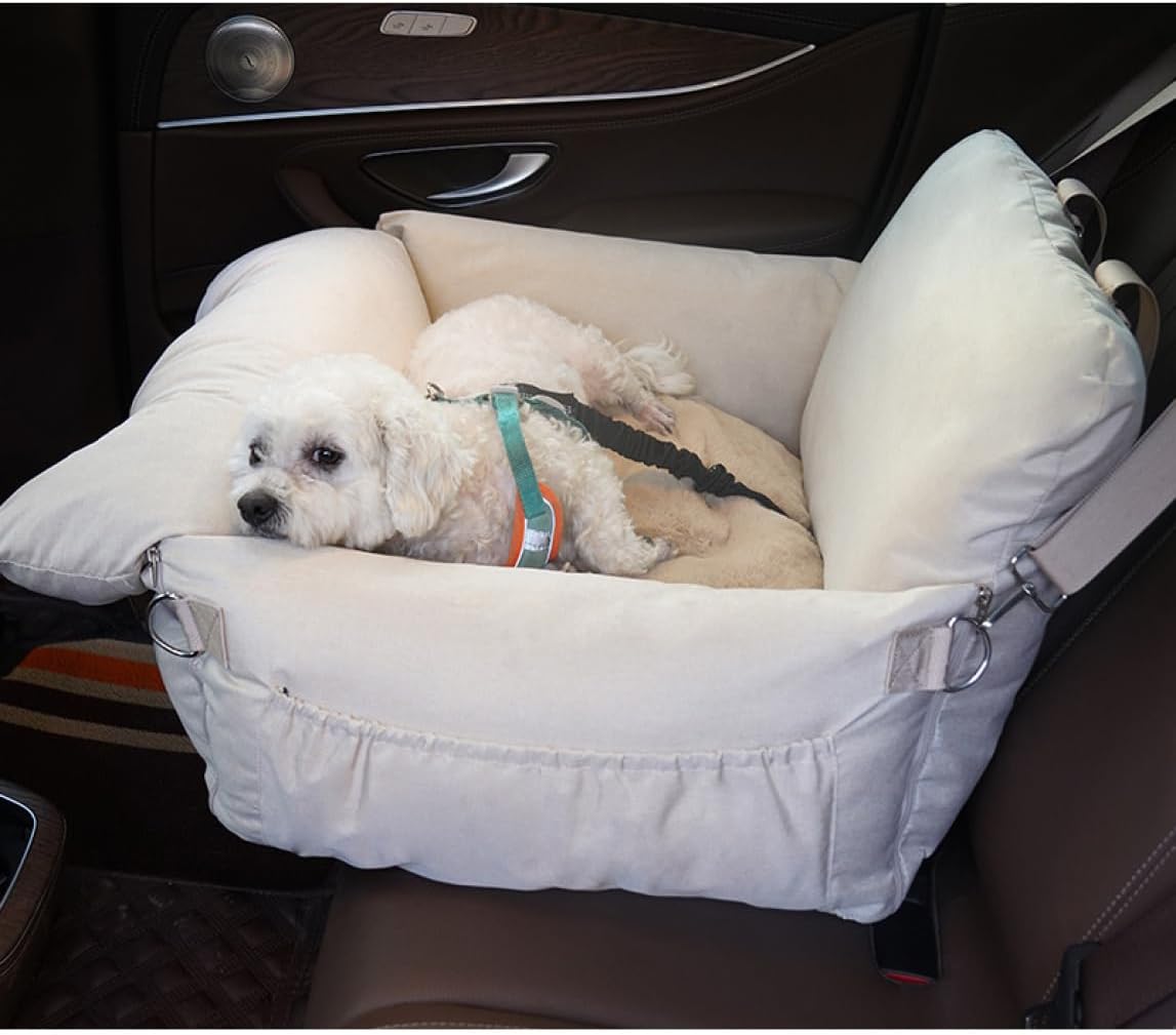 犬 ドライブボックス 2way 60*50*43 ペット用ドライブシート 小型犬 中型犬 車用 ドライブキャリー ベッド 後部座席 ベージュ くるま用品 汚れ防止 ドライブベッド 飛び出し防止 カー用|GOTO funny 店