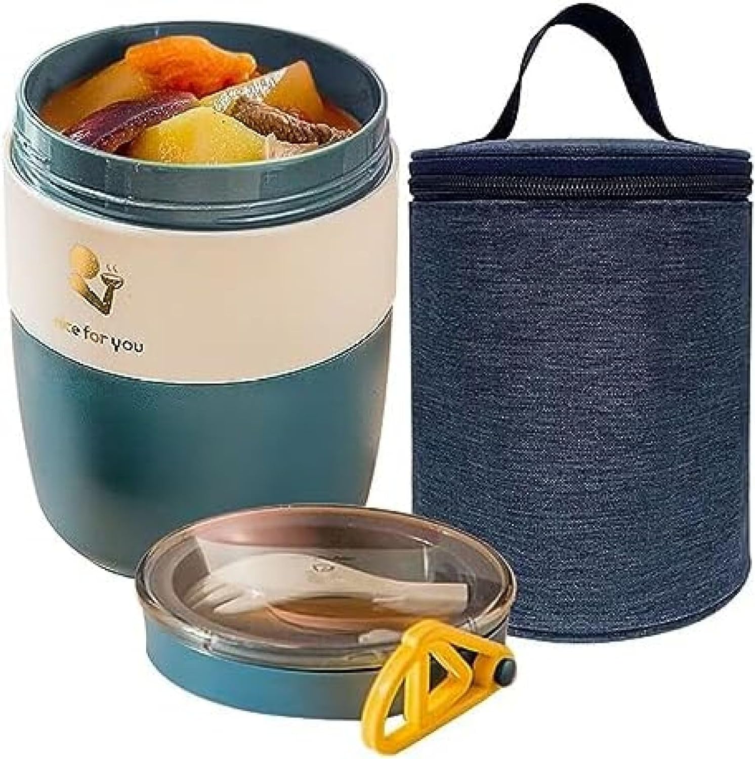 ランチスープ缶スープ缶580ML電子レンジ対応弁当箱蓋飯型スープ缶ランチ缶スープカップ弁当箱ランチ缶保冷ランチ缶大容量丼型弁当箱男女兼用紺色｜GOTO funny 店