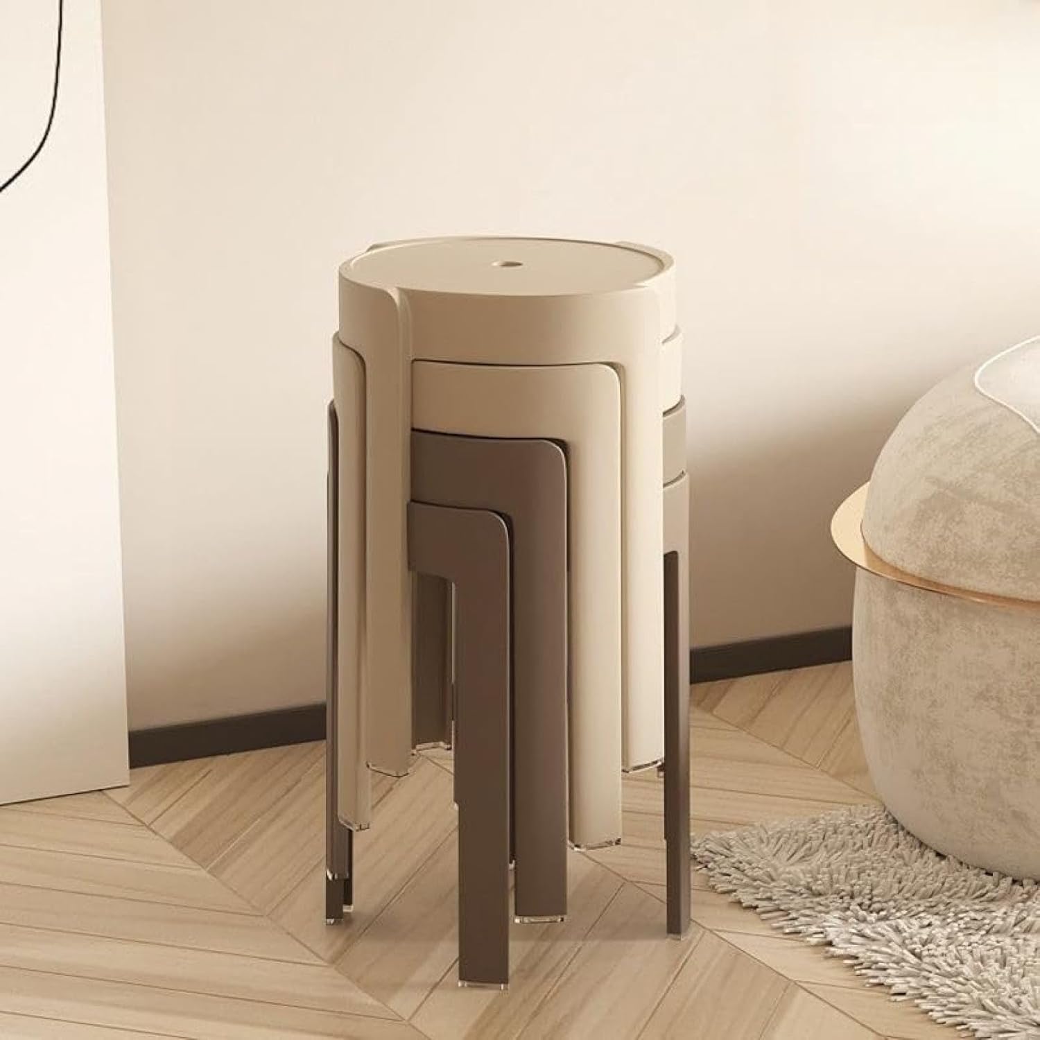 スタッキングチェア スタッキングスツール 4個セット 屋台イス 椅子 折りたたみチェア スツール プラスチックスツール ラウンドベンチ シンプル リビングルーム スタッカブル｜GOTO funny 店