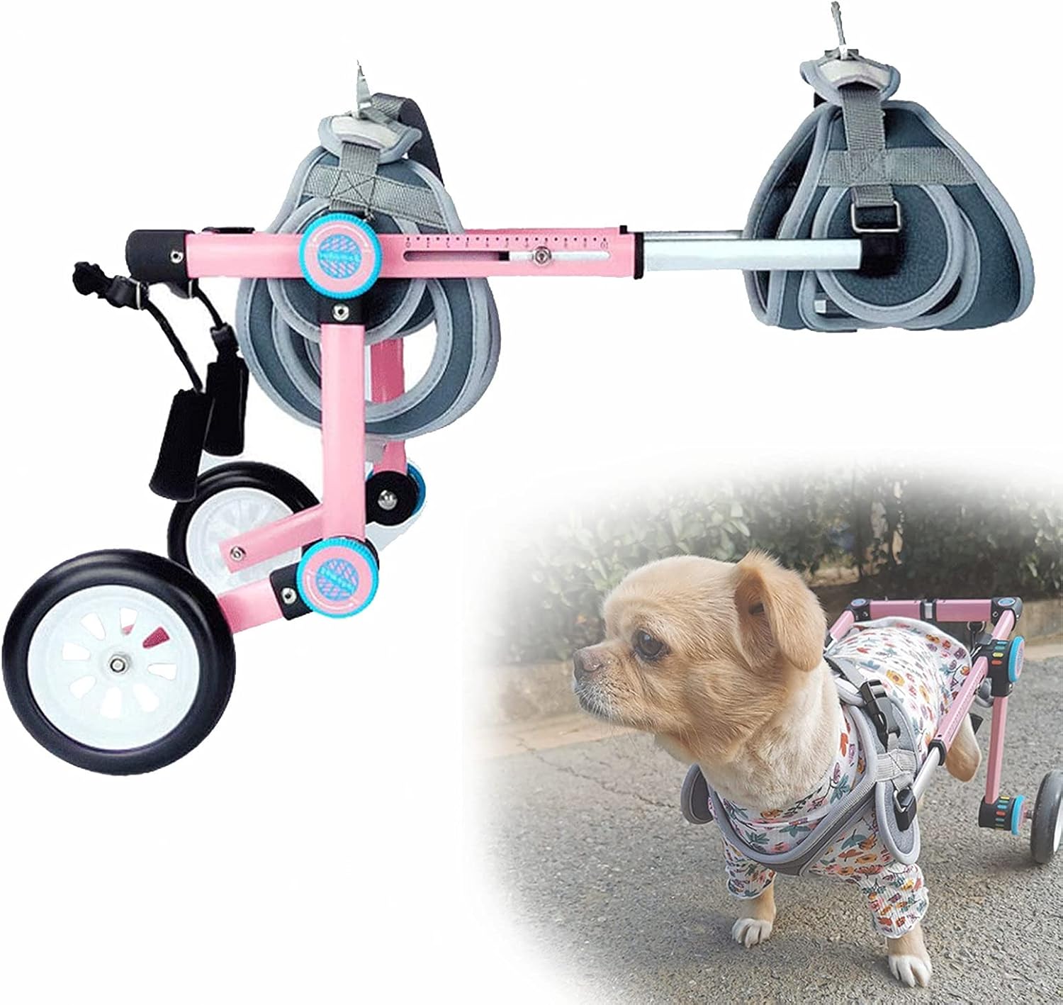 調節可能な二輪犬用車椅子、ペット用車椅子歩行補助器具、身体障害者用ペット後肢補助器具、動物用運動用車椅子補助器具、ペットカート (Size : X-Small)