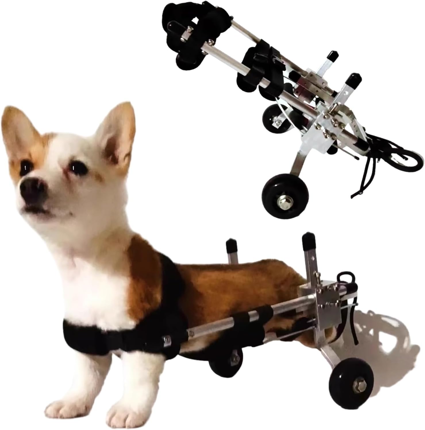 犬用車いす 後ろ足用のアルミニウムカートドッグ車椅子、 ペットリハビリテーションモビリティ軽量回復カート、 小型犬調整可能リアリムスクーター (Size : XXS Size)