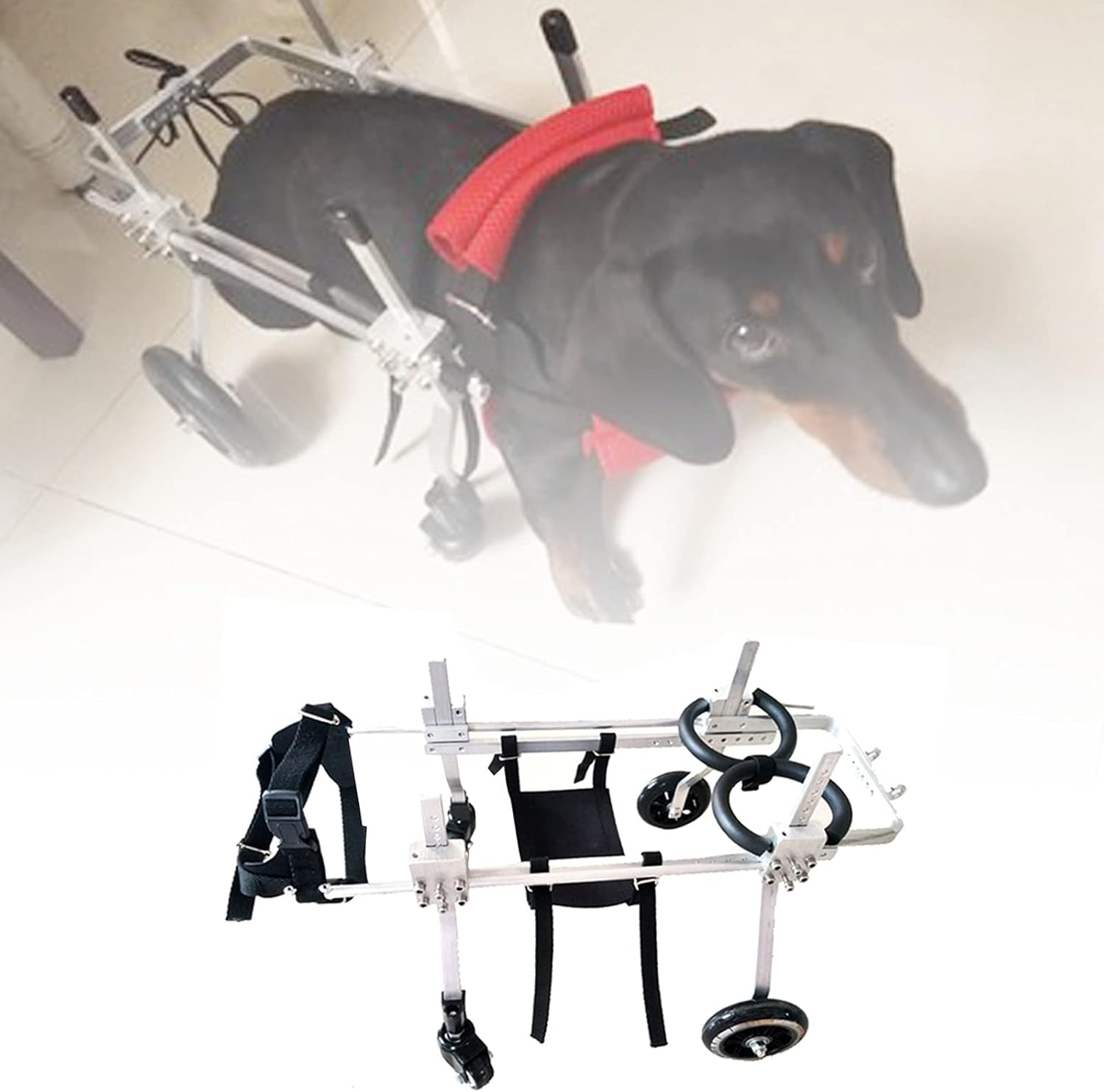 調節可能な4輪犬用カート/車椅子、犬用カート、動物用エクササイズホイール、身体障害者用後脚歩行用ペット車椅子用、身体障害者用犬用の麻痺した補助サポート、簡単な組み立て (Size : XS-widen｜GOTO funny 店