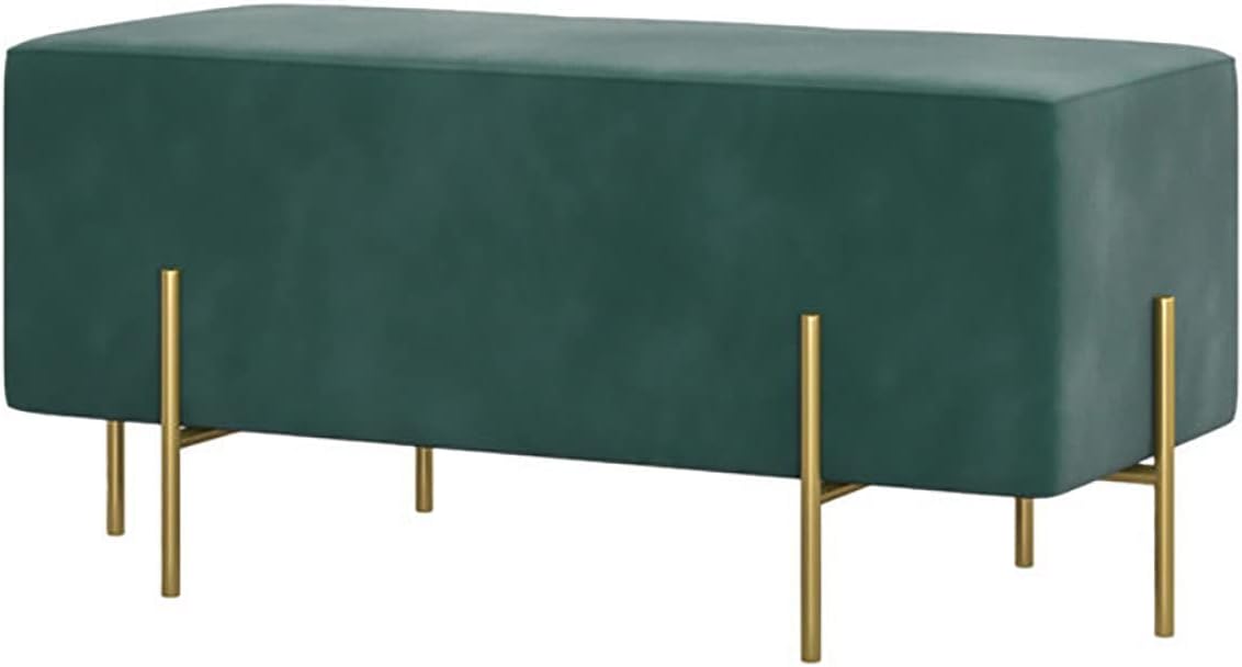 90 * 45 * 45CMベルベット収納オットマンベンチロングソファベンチ布張りのベッドベンチオットマンの端、金属製の脚付き、リビングルーム、玄関、寝室用 D