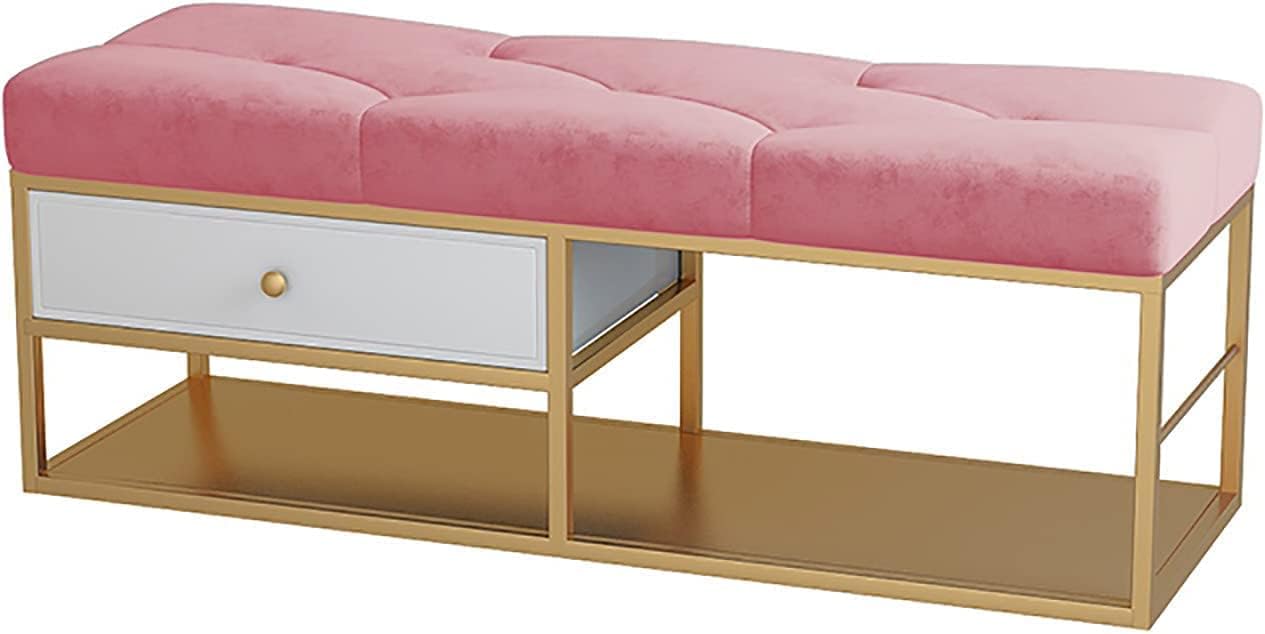 玄関靴ベンチ 収納ベンチ ベッドベンチの端 80CM ノルディックシューズスツール 引き出し付き シンプル収納スツール キャビネット ベッドエンドスツール 廊下 寝室 リビングルーム 廊下用 (色 :
