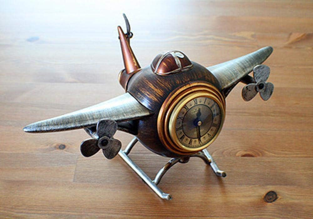 マントルピース時計レトロクリエイティブ航空機モデリング時計ホームリビングルーム装飾35x21x16.5cm