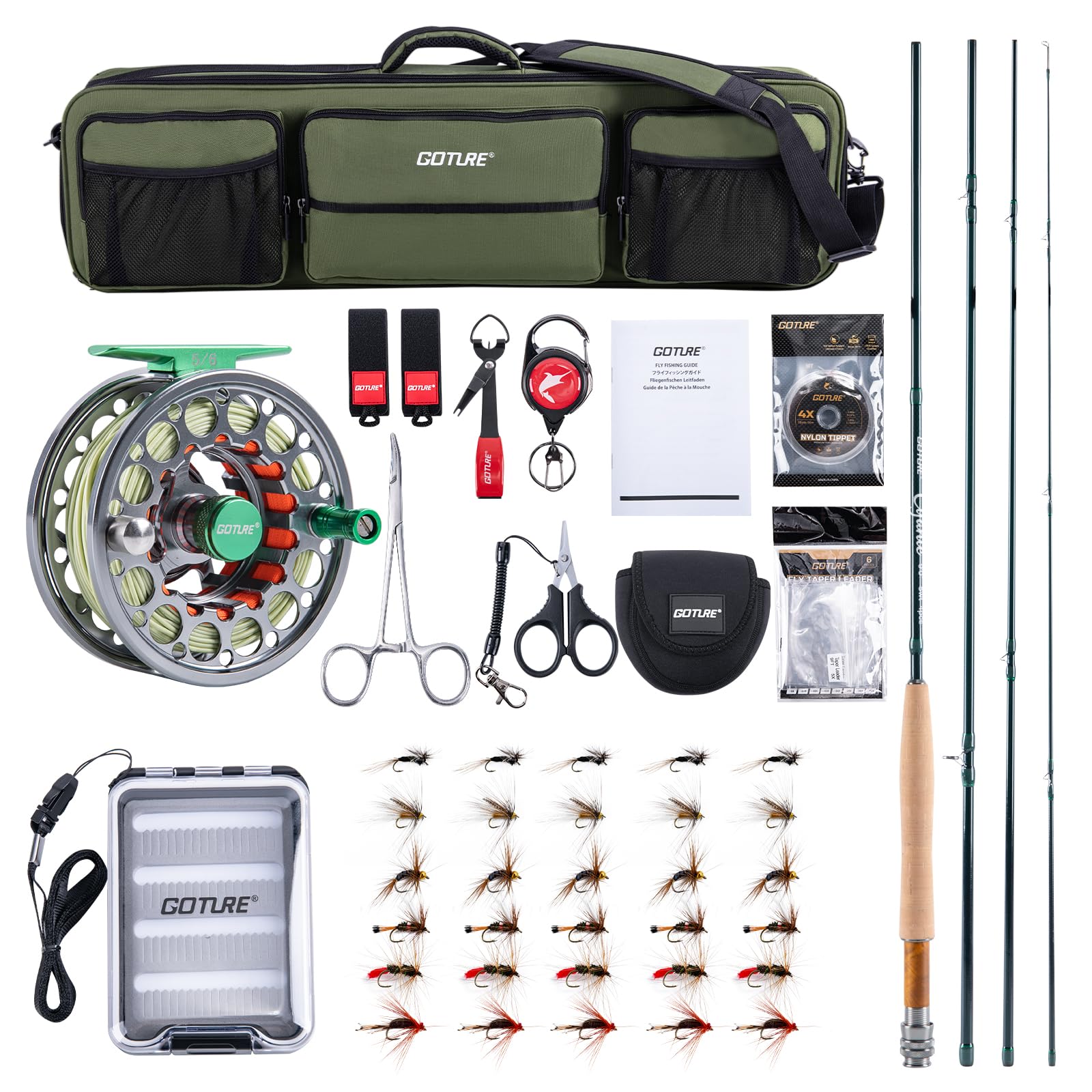 楽天市場】フライフィッシングセットフライ セット ロッド 竿 リール