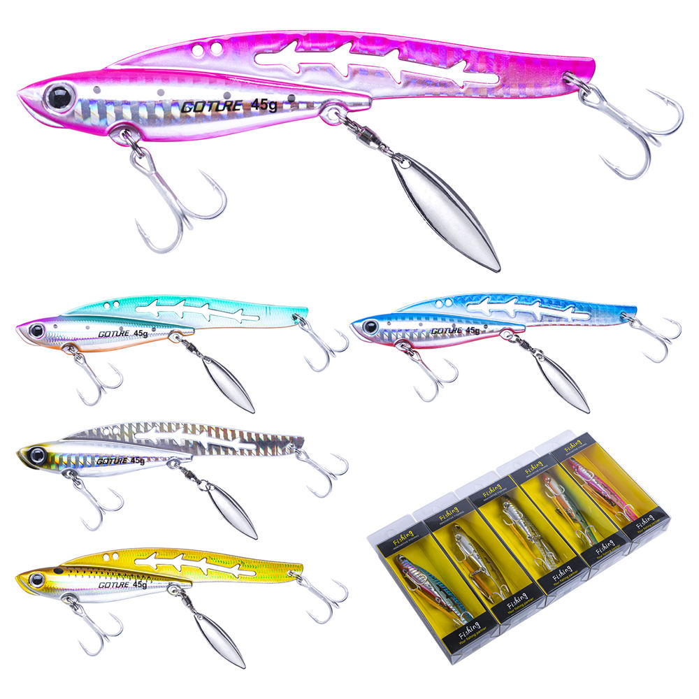 ジグスピナーセット 多色 釣り用ルアー オルルド釣具 ジグスピナー 5個セット 5.2cm 34g 磯釣り バス