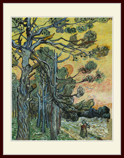 ゴッホ・「Pine trees at sunset」