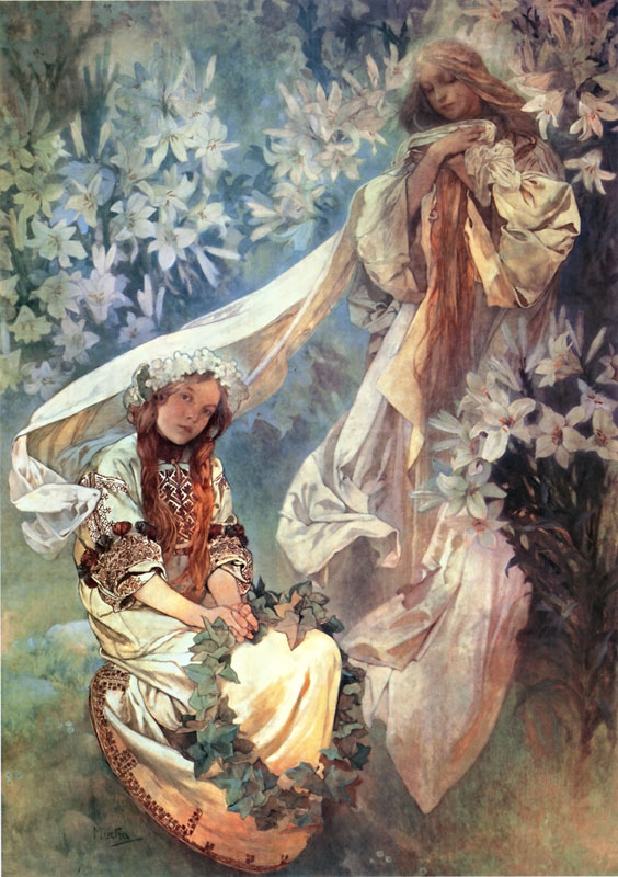 楽天市場】ミュシャ・「百合の聖母」 : グーピルギャラリー