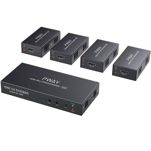 POC HDMIエクステンダー ローカルエリアネットワーク 3D分かち合う器 4最終生産物 繰り延べるなし60m安定した移らす不一致伝わらす HDMI スプリッター 押しひろげる機 送受信機仕掛ける 分かち合う4台 4画面 エクステンダー 1080@60サイクル PW-HT226P4-IR-JP