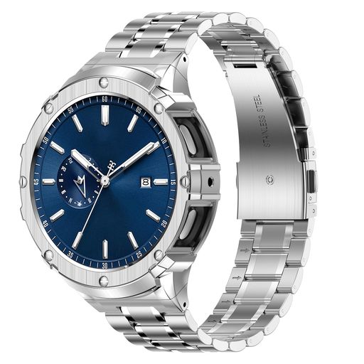 SUPLINKforGalaxyWatch5Proバンド45mm一体金属ケース交換バンドステンレス鋼調節可能対応SamsungGalaxyWatch5proBand男用(シルバー)