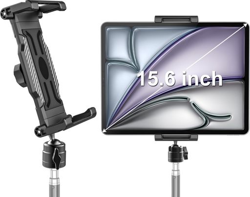 Dosvsiタブレットホルダー三脚マウント用ipadホルダー三脚マウントアダプターボールヘッド付き360度回転スマホ三脚マウント1/4ネジ穴付き取付け簡単厚いケースにも対応6.1~15.6インチタブ…