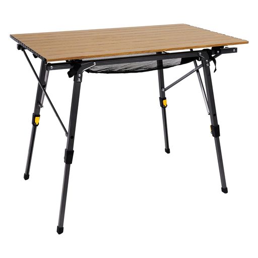 TimberRidgeアウトドア一覧表折りたたみ高さ合わせる耐荷重30kgアルミロールテーブル納める袋付き添い人コンパクトキャンプ用90L*53W*45-70Hcm掛け目4.2kg木色